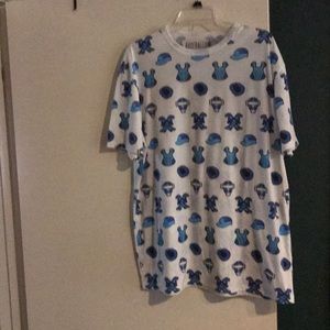 Baseballism white t shirt with blue catchers gear